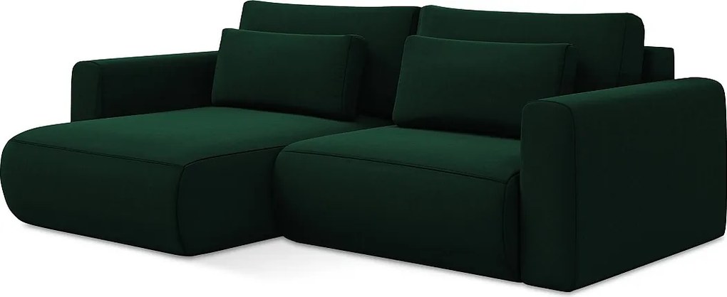 Narożnik lewostronny z funkcją spania - z tkaniny welwetowej - butelkowa zieleń - KAPUA