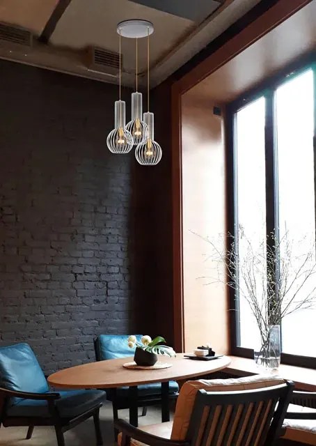 Biało-złota druciana lampa wisząca loft W6-K38
