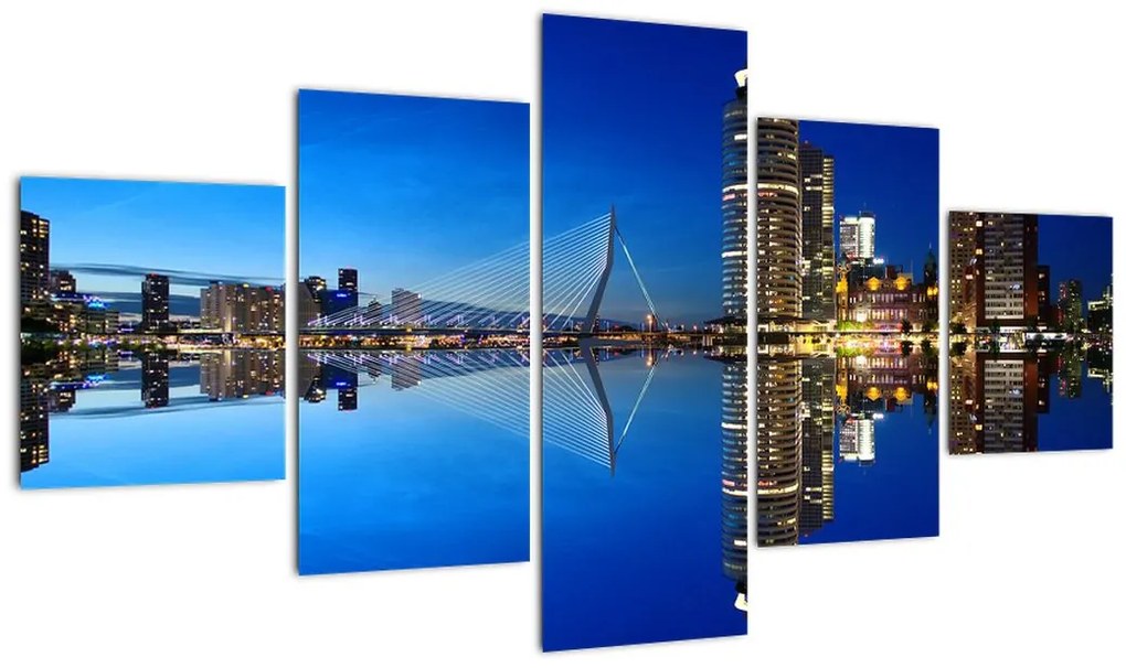 Zdjęcie - Rotterdam nocą (125x70 cm)