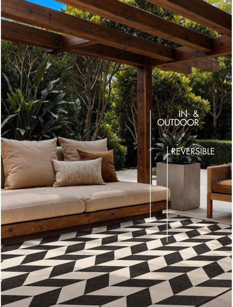 Czarny/kremowy dywan odpowiedni na zewnątrz 200x300 cm Haringey Terrick – Ted Baker