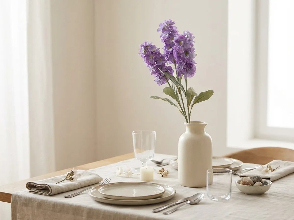 Sztuczny kwiat MATTHIOLA 56 cm, fioletowy