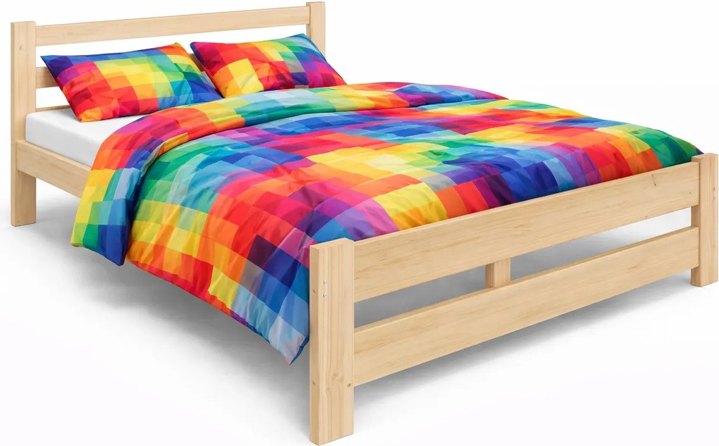 Minimalistyczne łóżko z drewna sosnowego 140x200 F9-P05