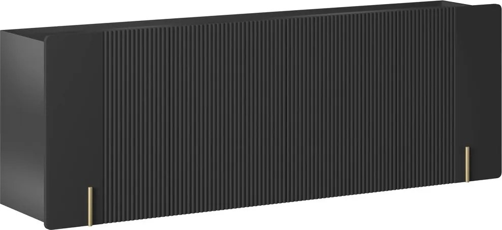 Komoda Malmi 200 cm czterodrzwiowa wisząca - czarny mat / złoty