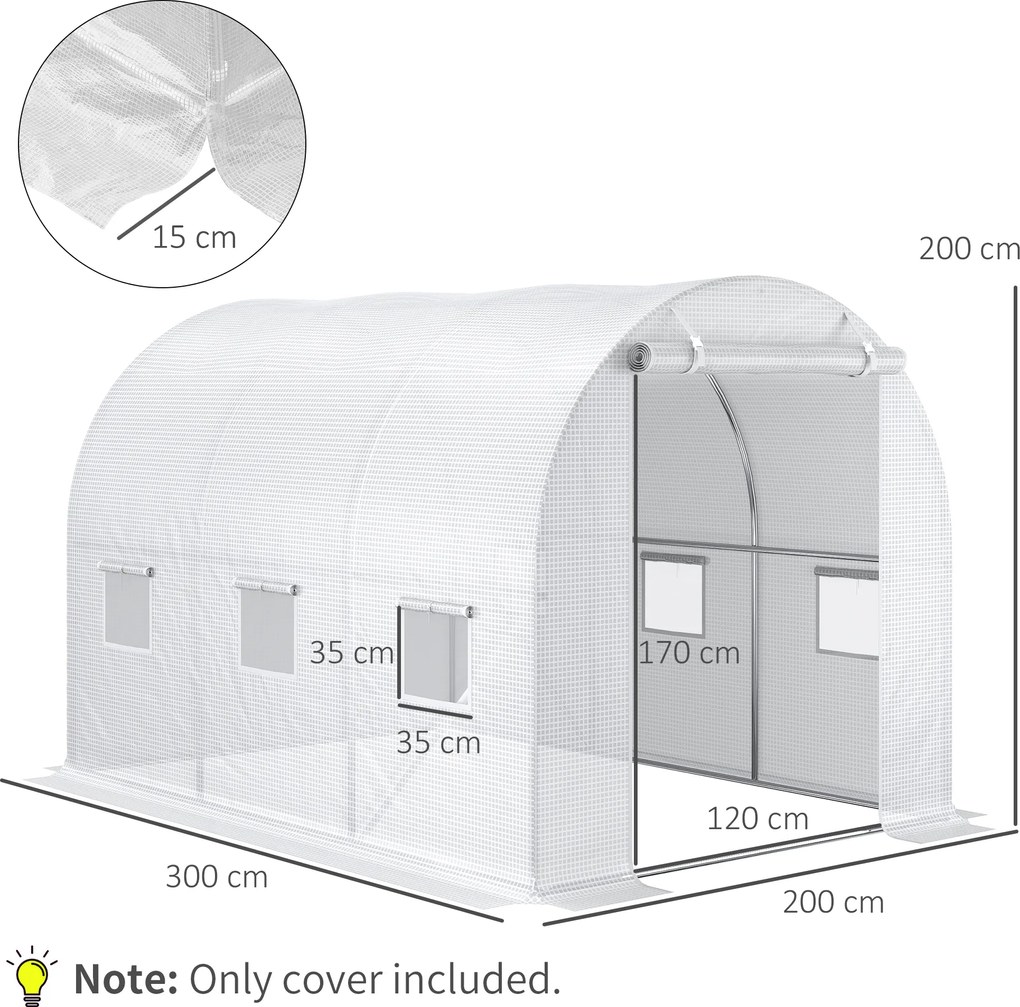 Outsunny Pokrycie do Szklarni Zamiennik Przezroczyste Odporne na Pogodę 300x200x200cm | Aosom PL