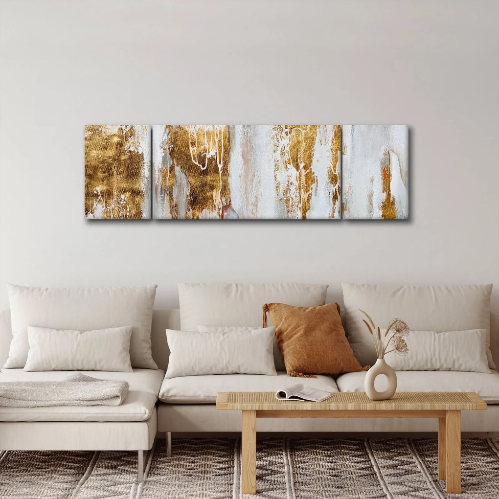 Obraz - Abstrakcja ze zotym (170x50 cm)