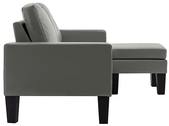 3-osobowa szara sofa z ekoskóry z podnóżkiem - Lencor 4Q