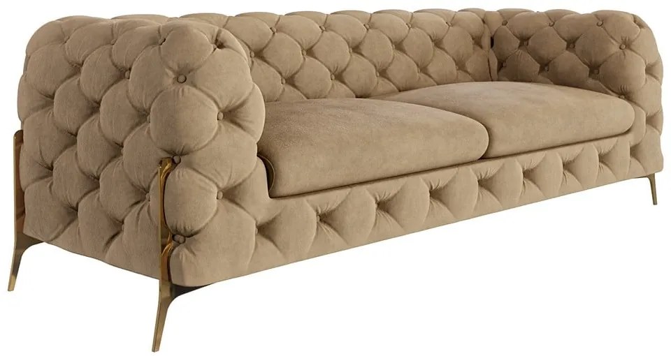 Jasnobrązowa aksamitna sofa 225 cm Chelsea Bis – Ropez