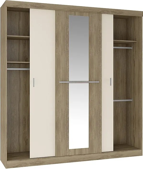 Szafa - 3 przesuwnych drzwi - dł.205 cm - Kolory: Naturalny i beżowy - DIDDA II