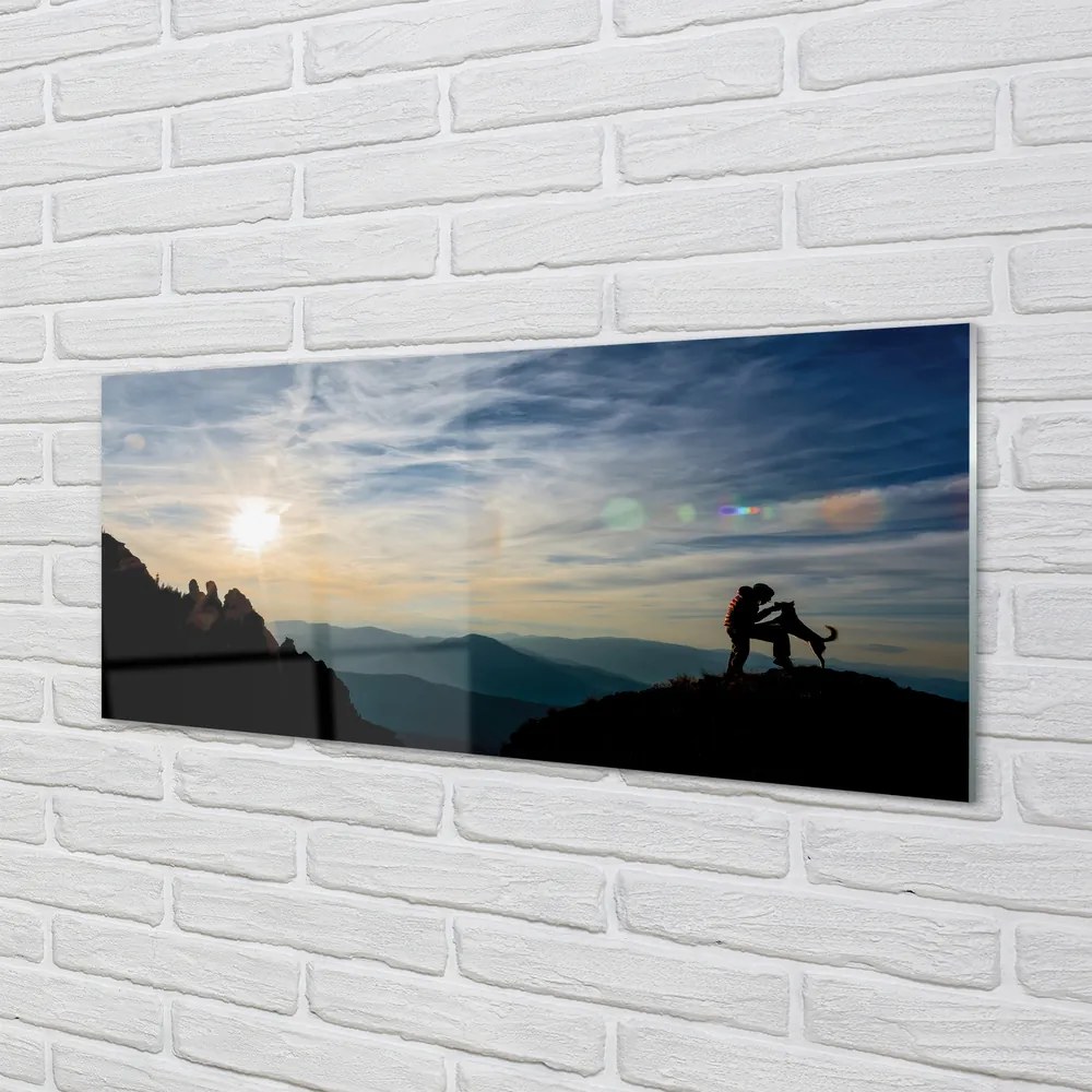 Panel Kuchenny Szklany Człowiek i Pies w Górach