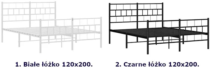 Białe dwuosobowe metalowe łóżko 120x200 Amra