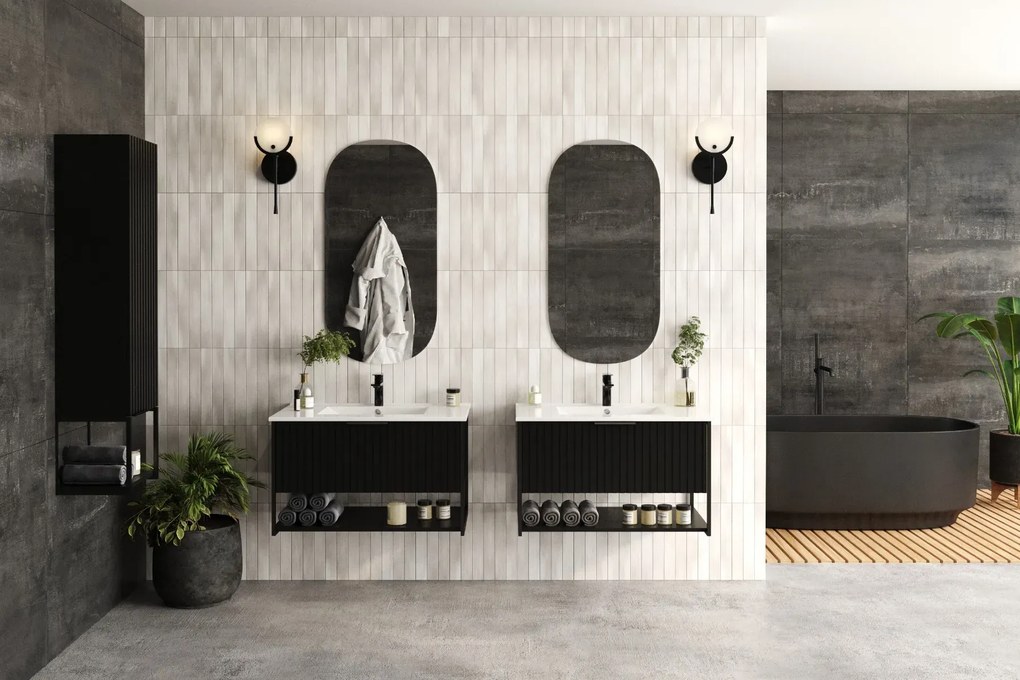 Szafka pod umywalkę TURF BLACK VINTAGE 80-1S 80cm czarna STRAMA
