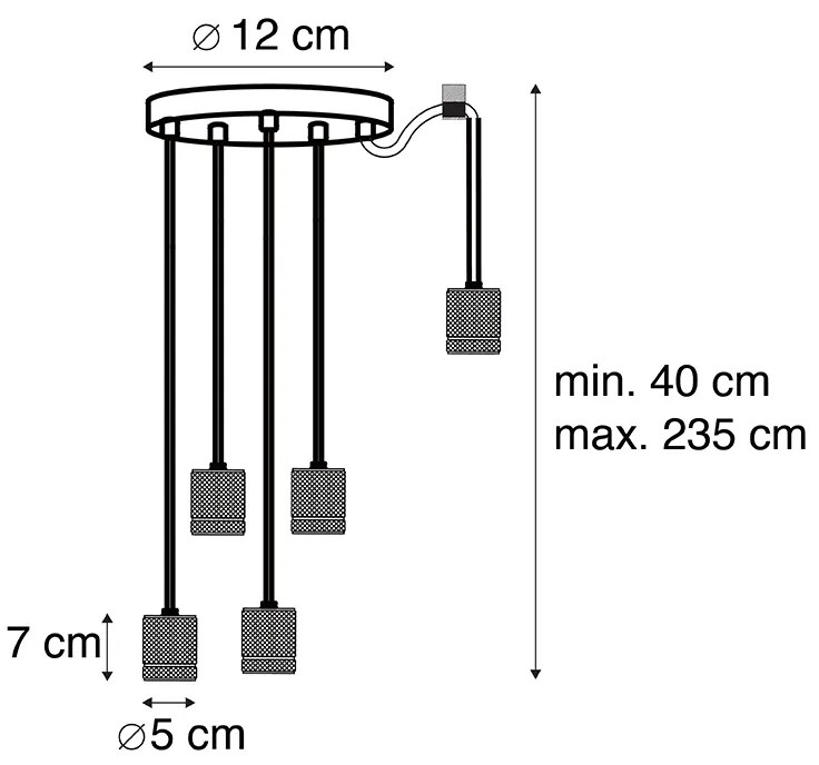 Lampa wisząca czarna 5-źródeł światła - Cavalux Nowoczesny Oswietlenie wewnetrzne