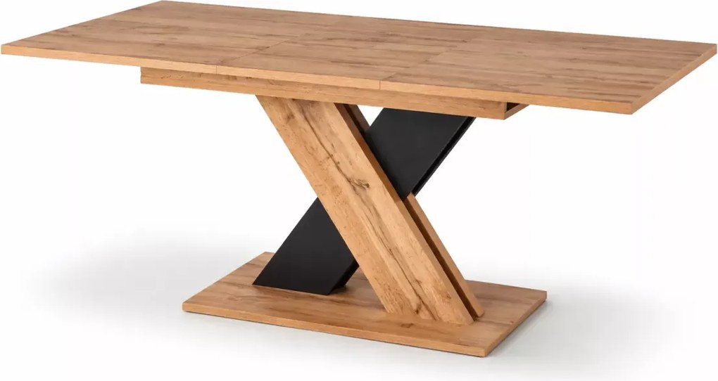 Stół Helios 130-175|76 cm – elegancki proskokątny rozkładany stół z płyty laminowanej w kolorze dębu