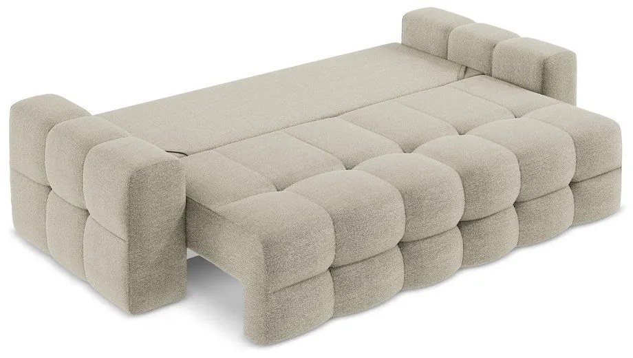 Szarobrązowa rozkładana sofa z materiału bouclé 255 cm Milu – Makamii