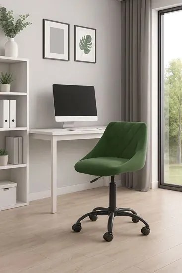 Ciemnozielony welurowy fotel obrotowy T9-H23