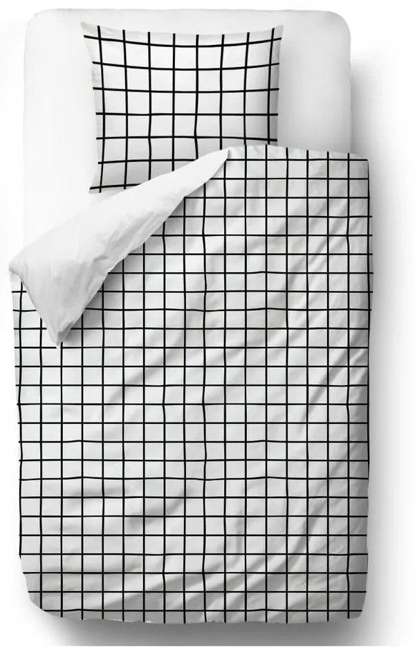 Pościel dwuosobowa Butter Kings z satyny bawełnianej Simple Checkers, 200x200 cm