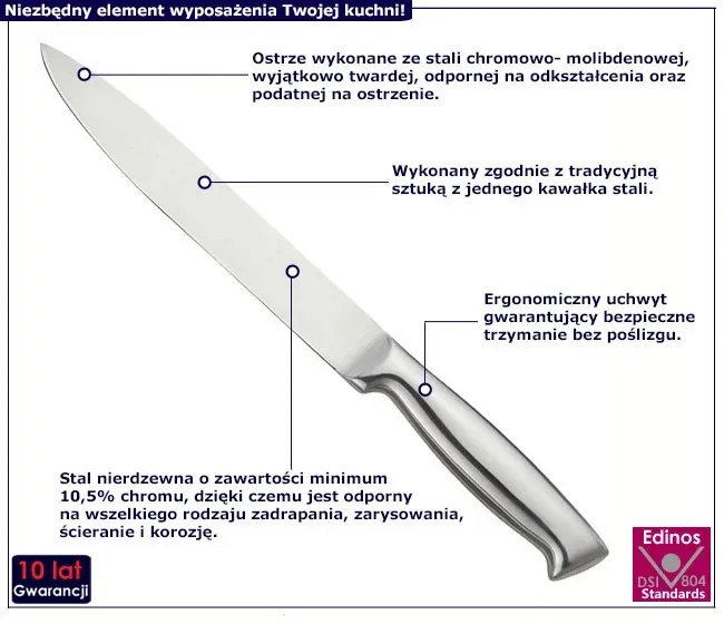 Nóż do porcjowania ze stali nierdzewnej - Givefi 5X