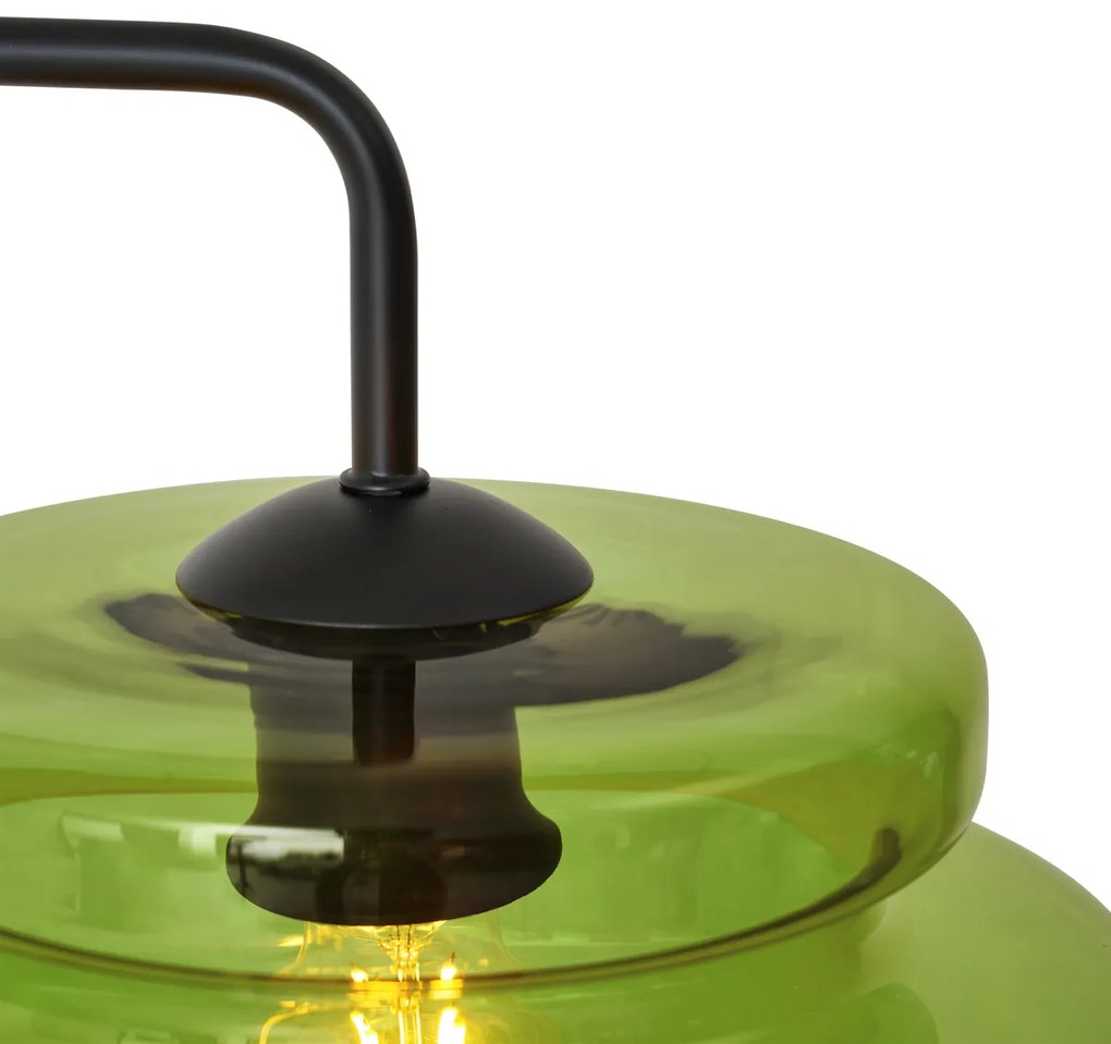 Lampa podłogowa w stylu Retro czarna z zielonym szkłem - Denise Retro Oswietlenie wewnetrzne
