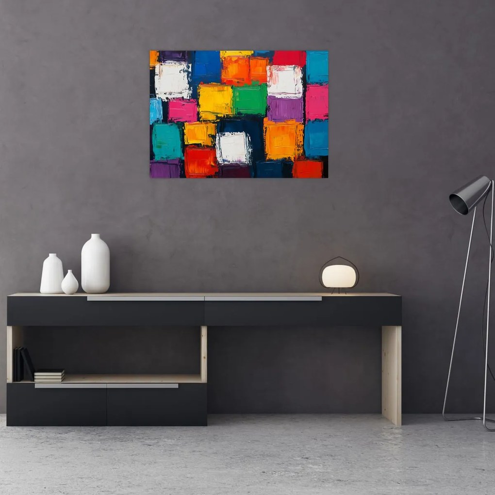 Obraz - Obraz z kolorowymi kwadratami (70x50 cm)