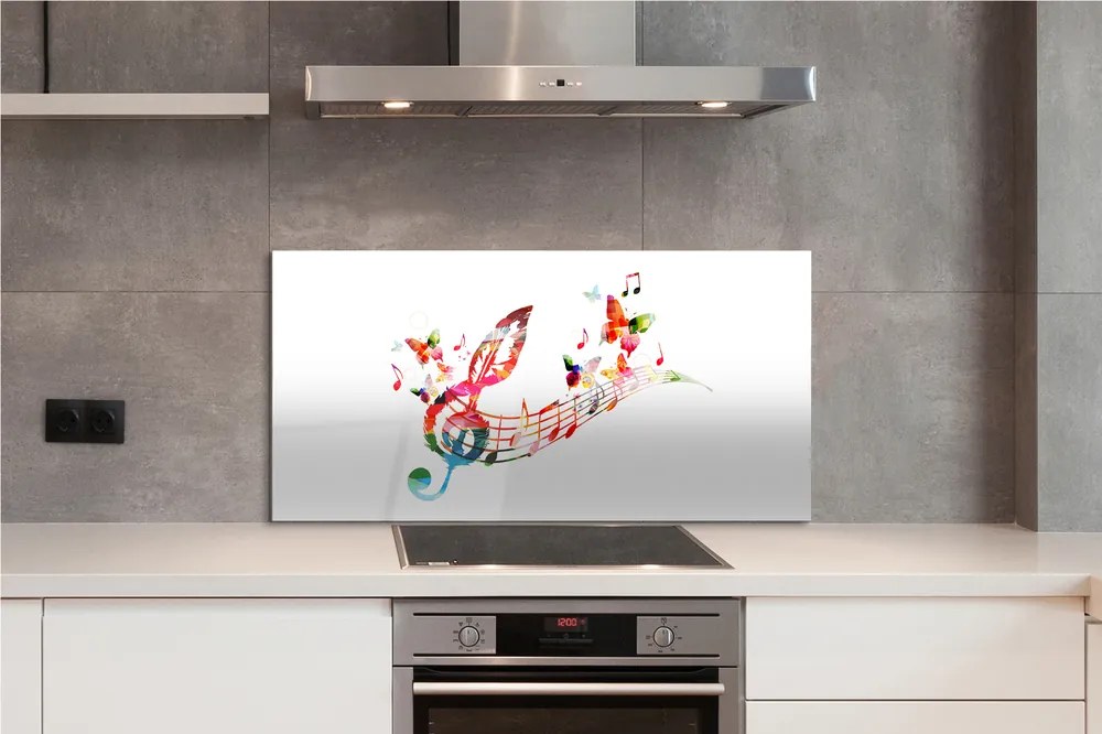 Szklany Panel Kolorowe Nuty i Motyle