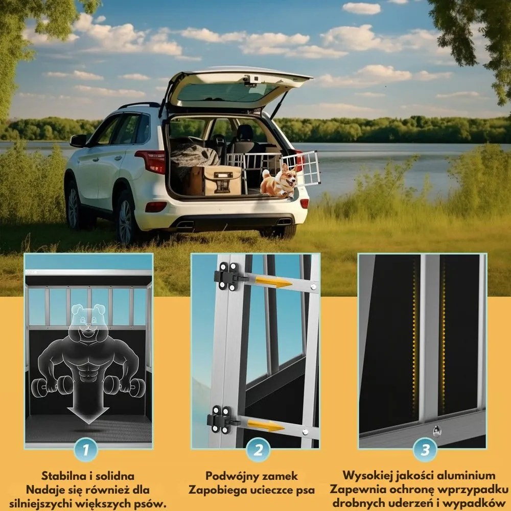 Transporter dla psa BRUNO, 70x54x51cm, srebrna/czarna Cadoca