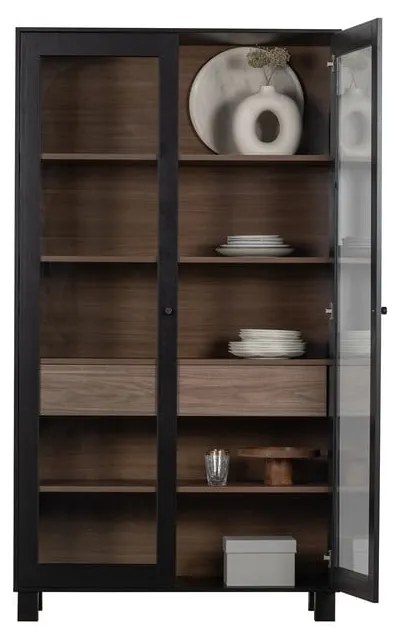 Czarna witryna z litego drewna sosnowego 110x200 cm Goos – WOOOD