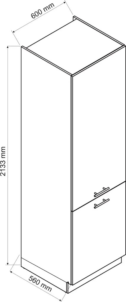 Szafka pod zabudowę lodówki 60 DENIS D60 LO/2133 P/L czarna mat STOLKAR