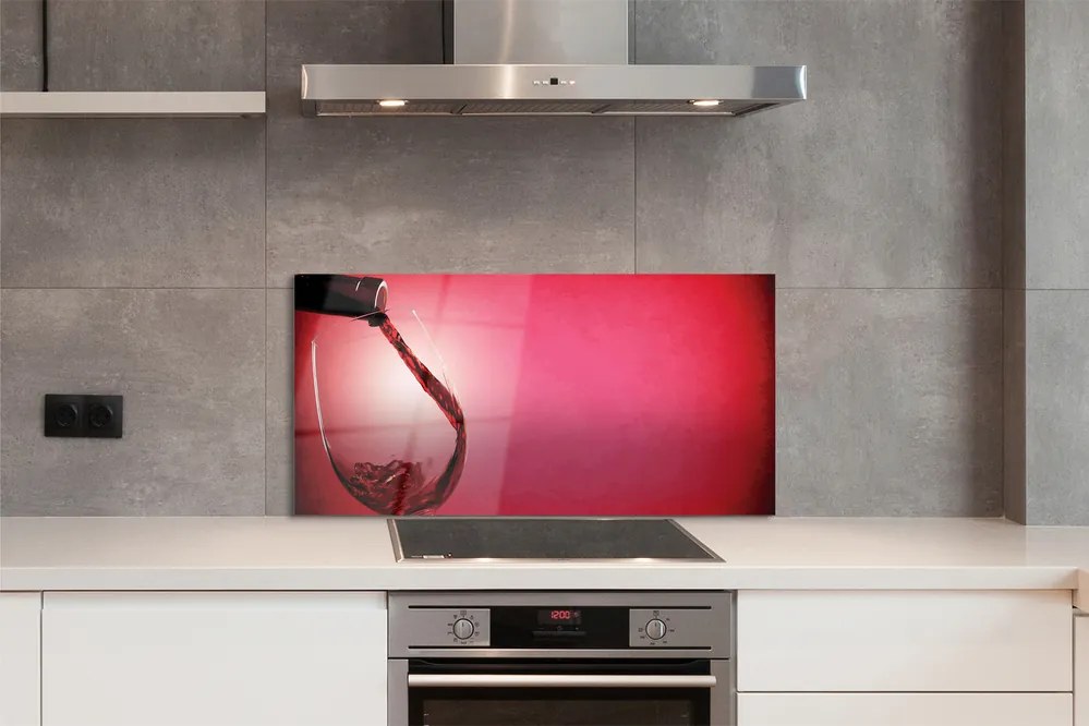 Panel szklany do Kuchni Kieliszek Wina na Czerwonym Tle