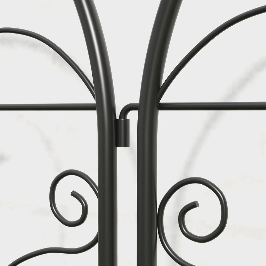 Metalowe Kratki na Róże 2 szt. Outsunny Zestaw, Odporny na Rdzę, dla Roślin Pnących z Motywem Ptaków 50x120 cm, Czarny