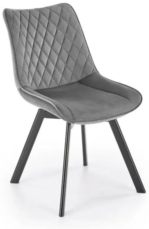 Krzesło tapicerowane K520 VELVET szare obracane HALMAR