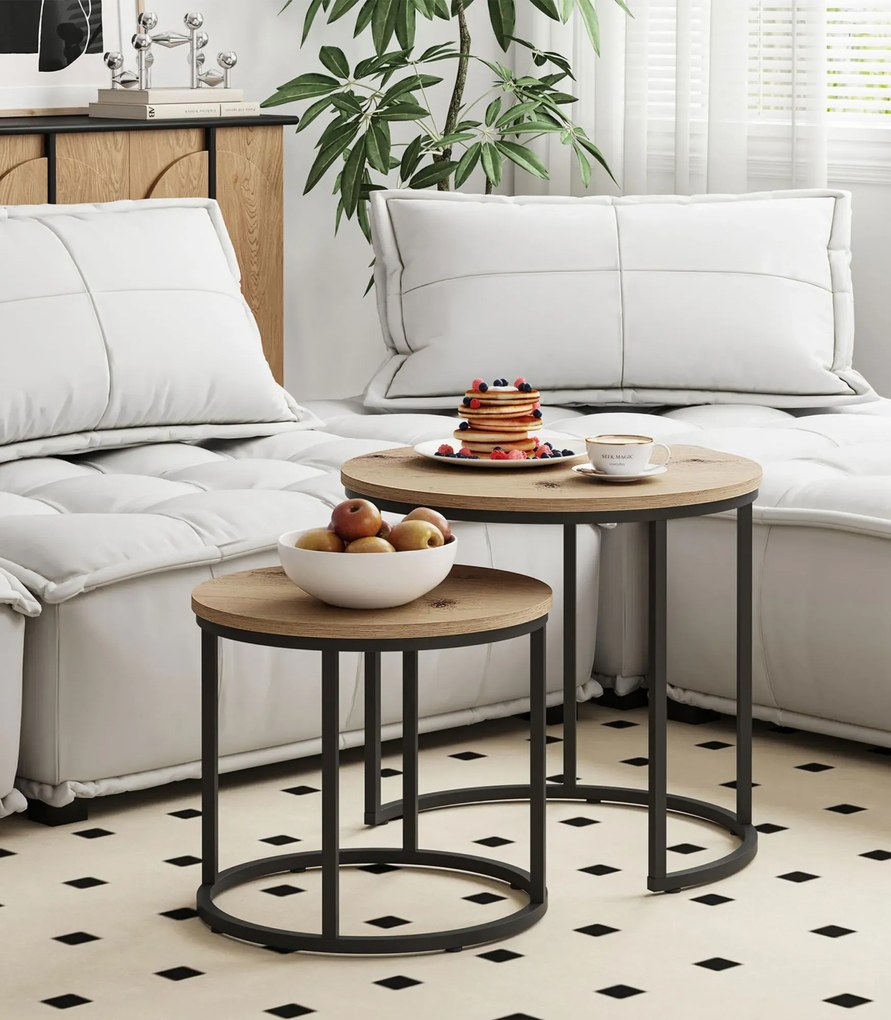 Okrągły stolik kawowy 2w1 dąb artisan C9-Z45