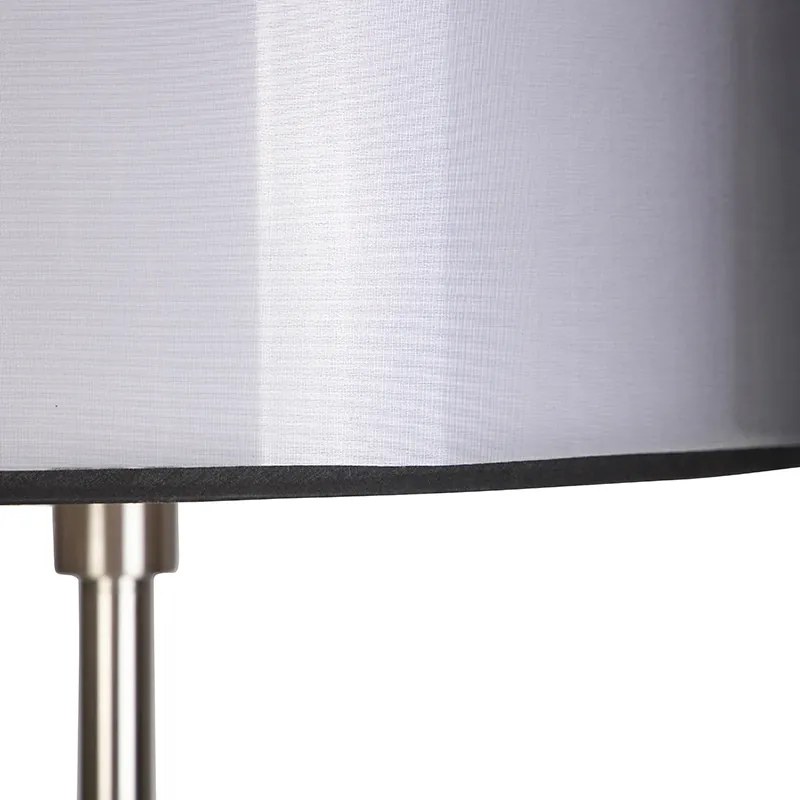 Designerska lampa podłogowa stalowa z czarno-białym kloszem 47 cm - SimploDesignerski Oswietlenie wewnetrzne