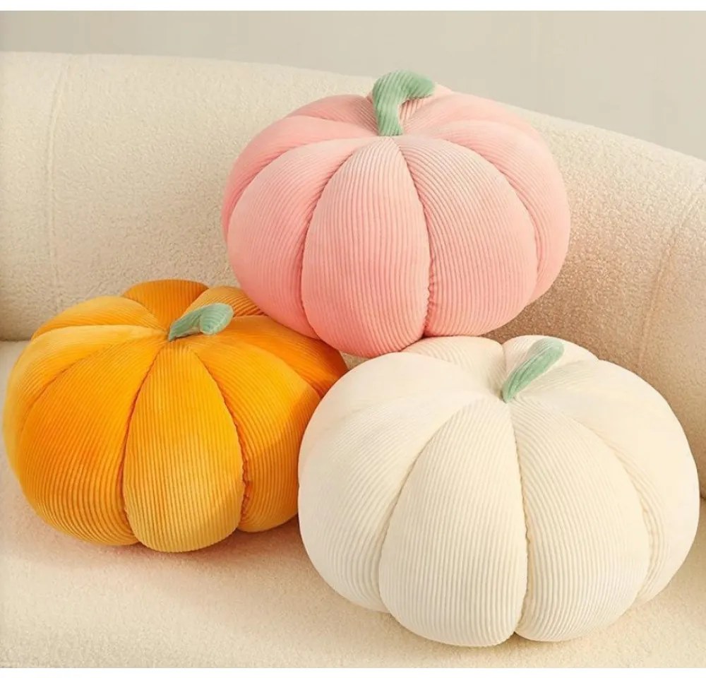 Poduszka dekoracyjna w kształcie dyni PUMPKIN 18 cm, kremowa