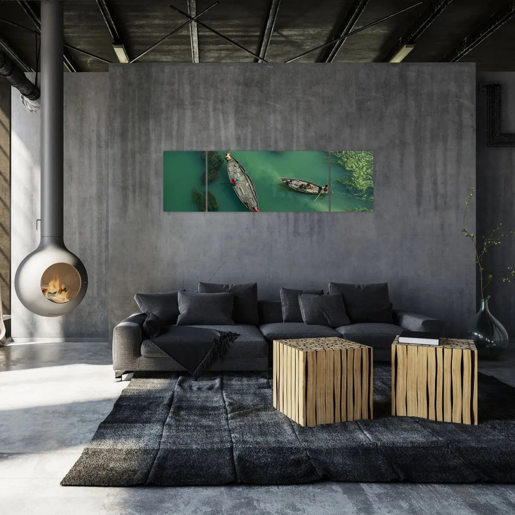 Obraz - Rybacy na rzece (170x50 cm)