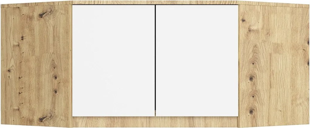 Nadstawka na szafę AKORD S100 Dąb Artisan 100 cm 2 drzwi kolor Biały mat 3 półki 100x50x55 cm