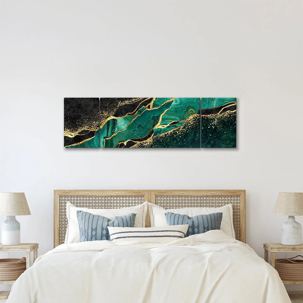 Obraz - Marmurki olejno-złote (170x50 cm)