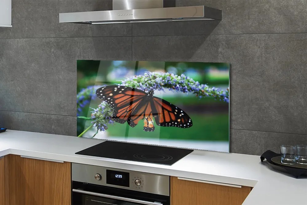 Panel Szklany Motyl Spijający Nektar