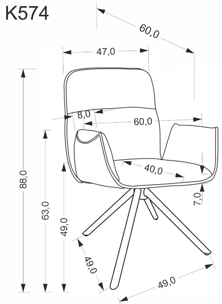 Krzesło tapicerowane K574 szare obracane HALMAR