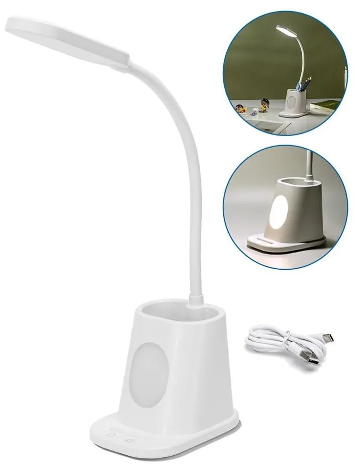 Aigostar - LED ładowalna lampa biurkowa 2,8W/5V 1800mAh 3000/5000K biała