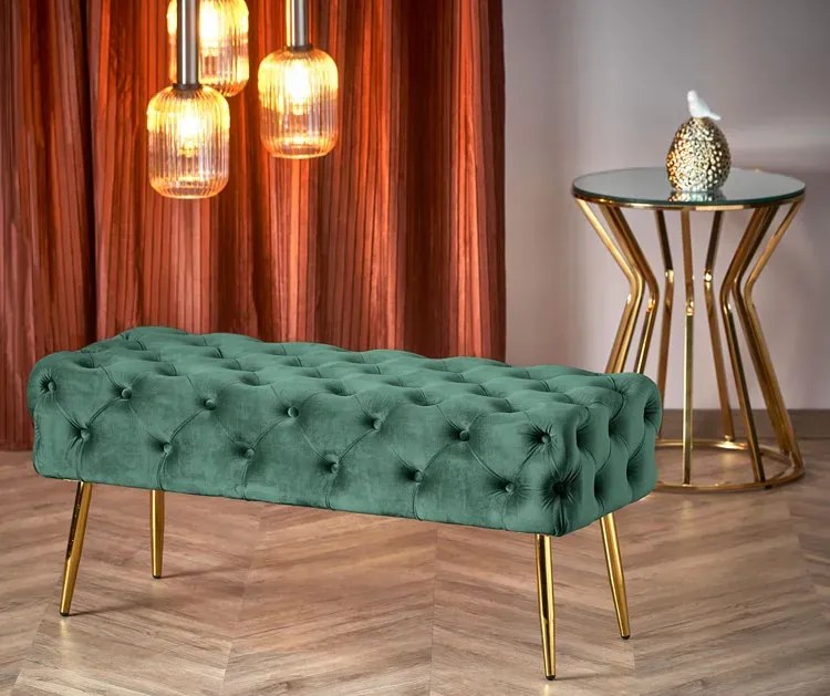 Zielone pikowane siedzisko w stylu glamour - Costro
