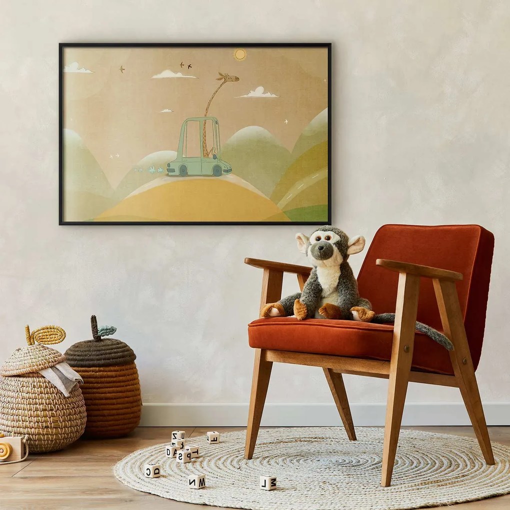 Plakat Podróżująca żyrafa 90x60 cm z ramą czarną bez marginesu ARTGEIST B