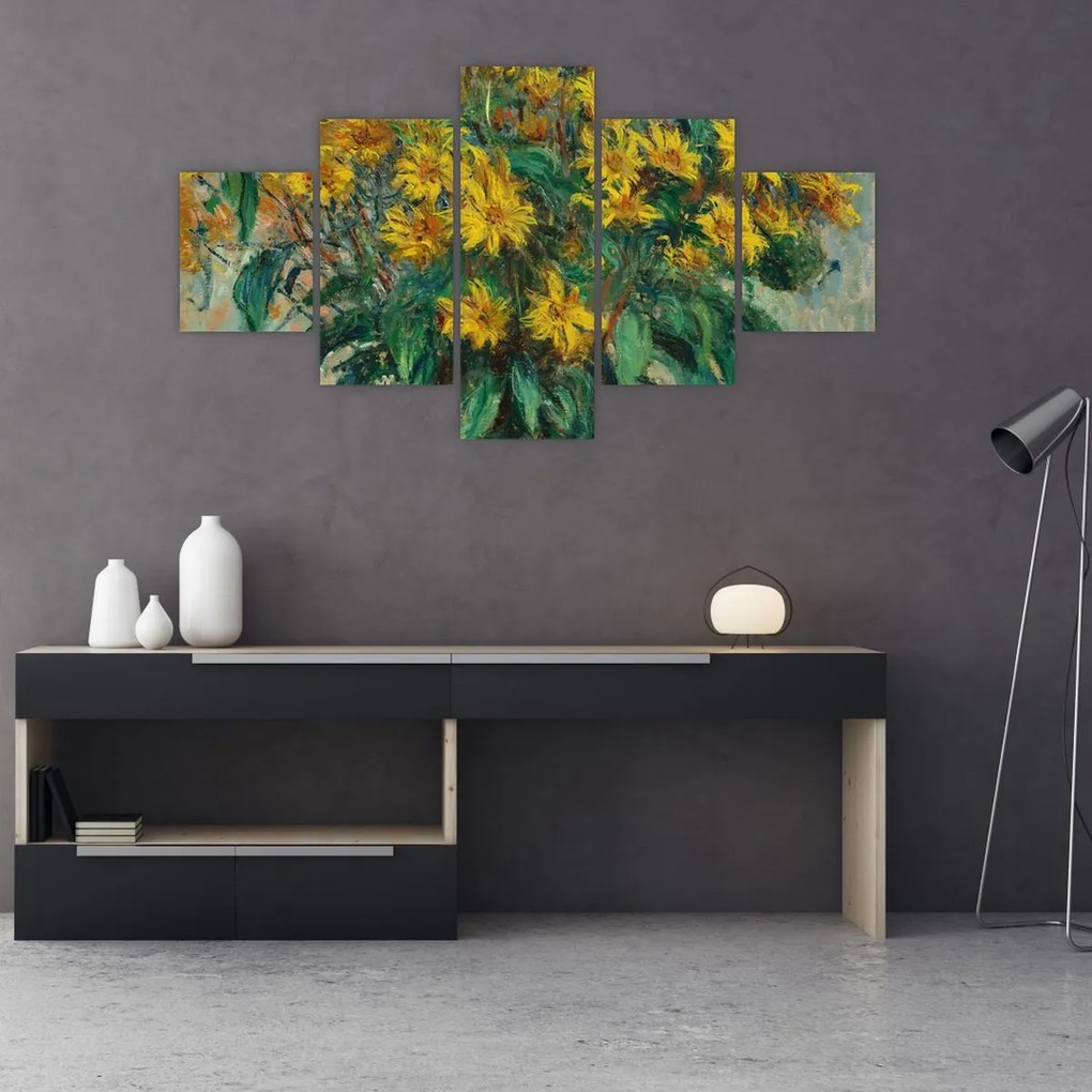 Obraz - Claude Monet, Jerusalem Artichoke Flowers, reprodukcje (125x70 cm)