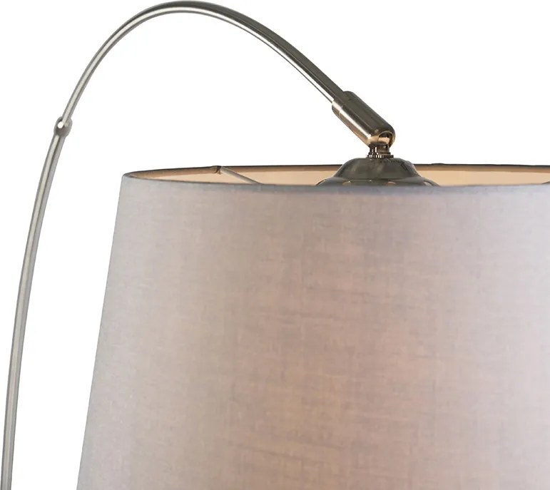 Nowoczesna lampa łukowa ze stali z szarym abażurem z tkaniny - Arc Basic