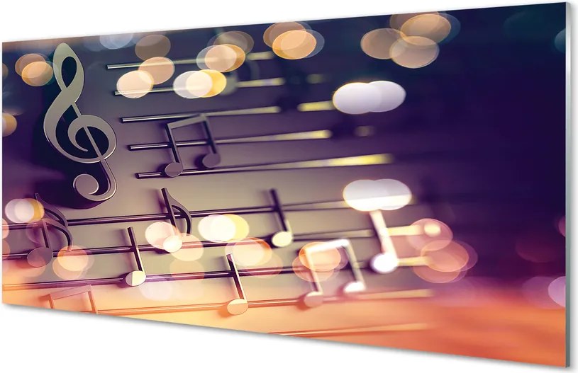 Szklany Panel Klasyczne Czarne Nuty