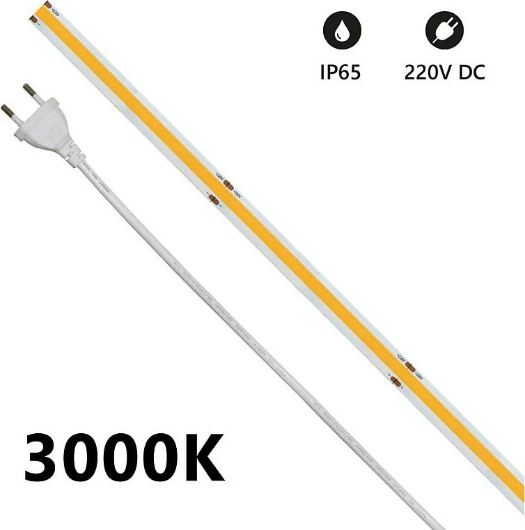 Taśma LED COB 5m IP65 jednokolorowa 14W/MT 220V - 3000K