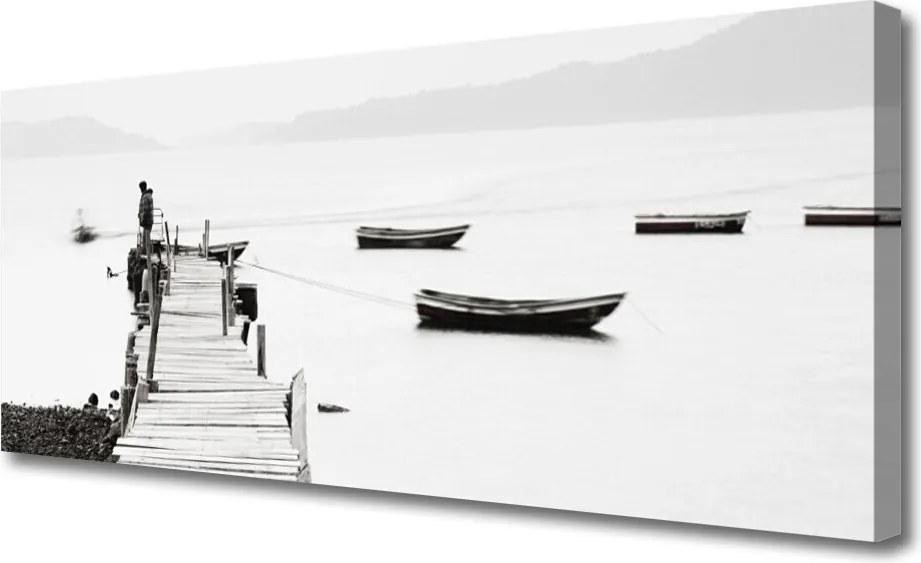 Zdjęcie na płótnie Przystań Łodzi pod Mostem