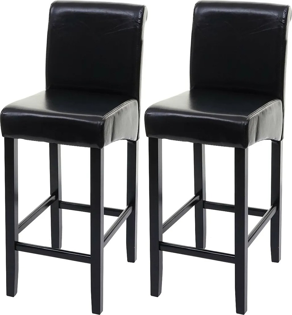 Stołek barowy MCW-C33 (zestaw 2 szt.),  czarny, ciemne nogi, skóra