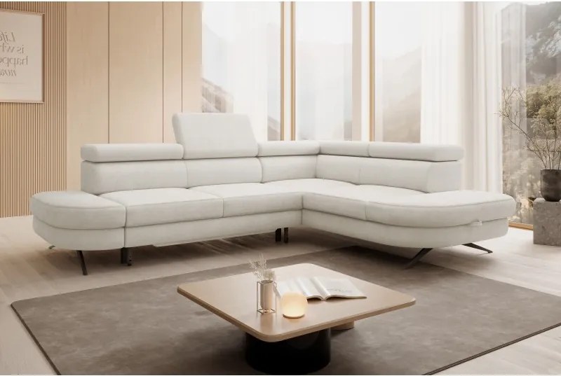 Narożnik OTIS L Prawostronny Regulowane Zagłówki wolnostojący tkanina AURORA 01 WERSAL