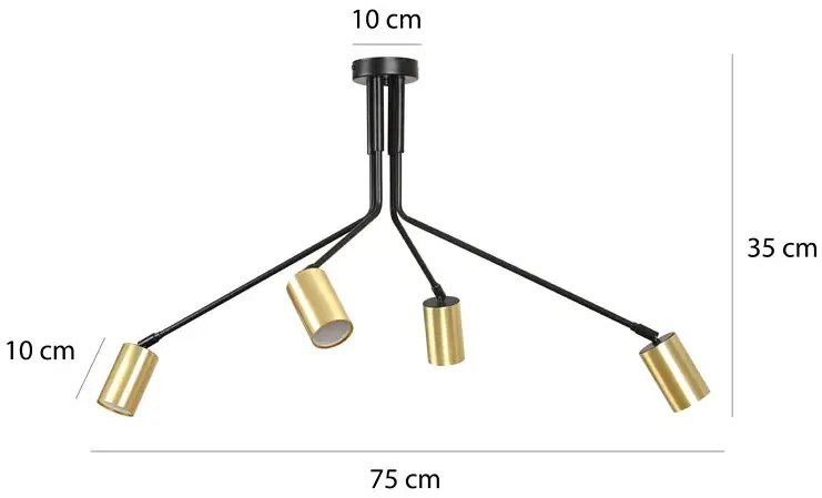 Czarna nowoczesna lampa sufitowa- 3X D060 W1-R78