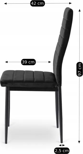 Krzesło do Salonu NARIS Czarne Welurowe Nowoczesne Loft